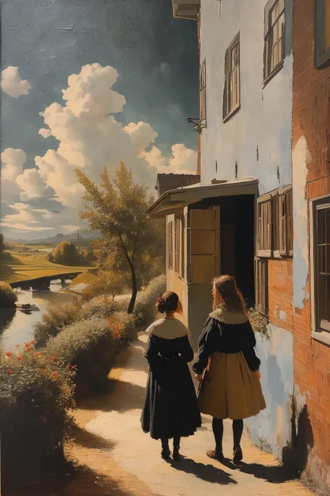 masterpiece,best quality,outdoor,sky,oil painting,<lora:tbh122-:0.85>,[[[style of Jan Vermeer]]],