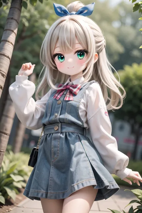 insanely detailed, absurdres, ultra-highres, ultra-detailed, best quality,
1girl, solo, nice hands, perfect hands
BREAK
jirai kei,plaid skirt, shirt, long sleeves, bow, blue skirt, white shoulder frilly shirt, outdoors, blue bow, long hair, (cleavage:-1.5)...