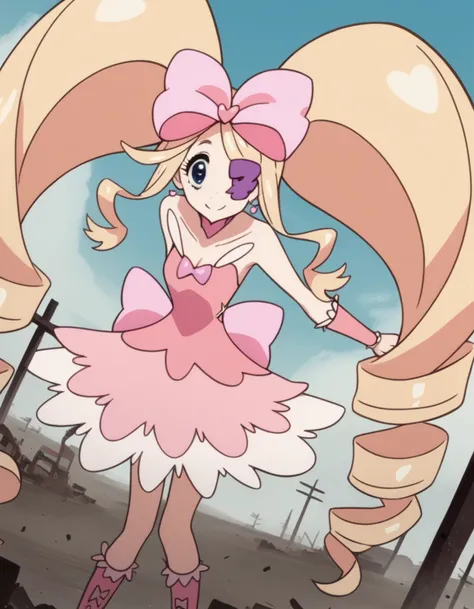 score_9, score_8_up, score_7_up, source_anime,
nuiharime, <lora:nui-harime-s1-ponyxl-lora-nochekaiser:1>,
nui harime, big hair, blonde hair, blue eyes, drill hair, eyepatch, hair bow, long hair, pink bow, twin drills, twintails,
boots, bow, dress, eyepatch...