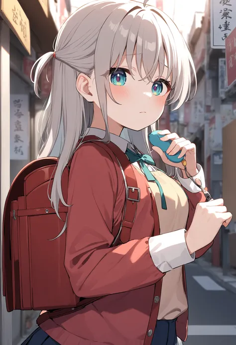 1girl,sincos, ningen mame, toosaka asagi,solo,medium breasts,school uniform,
crime prevention buzzer, holding, looking at viewer, hands up, randoseru, backpack,<lora:crimepreventionbuzzer_XL_v1:0.8>
from side, panorama shot, looking at viewer, gray hair, s...