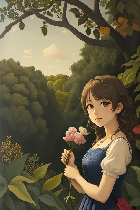 masterpiece,best quality,<lora:tbh128-:0.5>,portrait of idolmaster cinderella girls,illustration,style of Henri Rousseau,