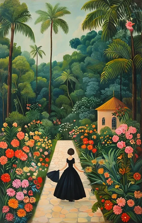 masterpiece,best quality,<lora:tbh128-sdxl:0.9>,idolmaster cinderella girls,oil painting,style of Henri Rousseau,