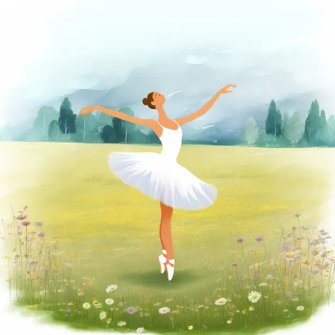 a ballerina dancing in a meadow