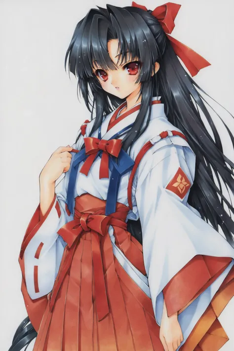 score_9,score_8_up,score_7_up,
1girl,yagasuri,long hair,japanese clothes,red eyes,solo,black hair,hakama skirt,ribbon,hakama,skirt,meiji schoolgirl uniform,kimono,hair ribbon,very long hair,upper body,looking at viewer,simple background,traditional media,
...