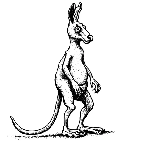 robertcrumb drawing of a kangaroo on acid