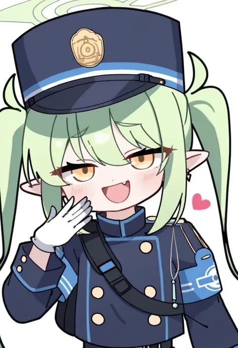 score_9,score_8_up,score_7_up,<lora:blue_archive_all_v3:1>,1girl, :d, animated, blue_armband, blue_hat, blue_jacket, chibi, double-breasted, green_hair, green_halo, hand_up, heart, long_hair, looking_at_viewer, lowres, nozomi_(blue_archive), peaked_cap, si...