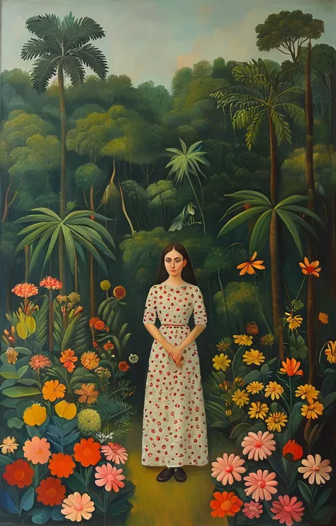 masterpiece,best quality,<lora:tbh128-sdxl:0.9>,portrait of girl,oil painting,style of Henri Rousseau,