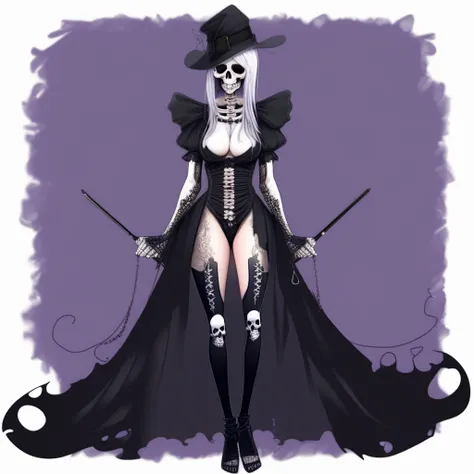 skull, thighhighs, watermark, bdsm, long dress, magic, underwear, nude, clothing cutout