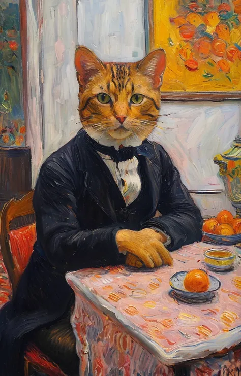 masterpiece,best quality,<lora:tbh126-sdxl:0.8>,portrait of cat,oil painting,style of Pierre Bonnard,