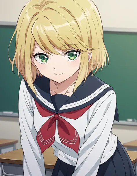 score_9, score_8_up, score_7_up, source_anime,
desumimagahara, <lora:desumi-magahara-s1-ponyxl-lora-nochekaiser:1>,
desumi magahara, short hair, blonde hair, green eyes,
skirt, long sleeves, school uniform, pleated skirt, serafuku, sailor collar, neckerchi...