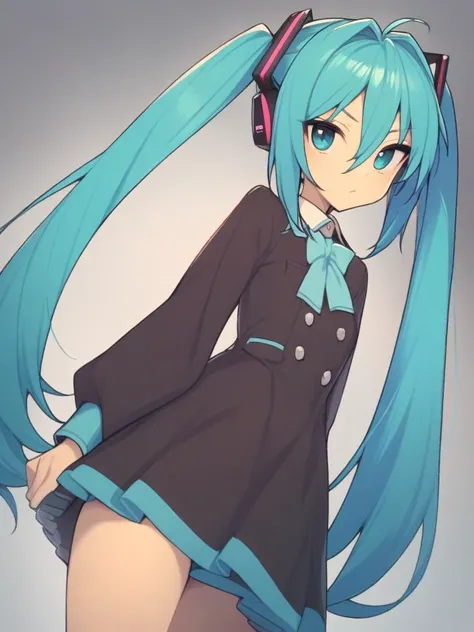 1girl, hatsune miku, standing, <lora:hobbyanon_everyntrge_v2_AnimagineXLV31:1>,
cowboy shot, looking at viewer, solo,
very aesthetic, aesthetic,
masterpiece, best quality