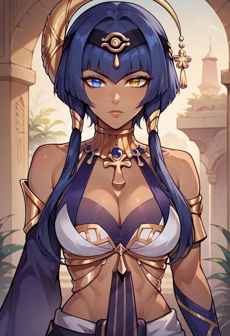 score_9, score_8_up, score_7_up, score_6_up BREAK
portrait,  <lora:Candace_Genshin_Impact_PDXL:0.8> candace-dh, dark skin, eye of horus, bangs, blue hair, heterochromia, yellow eyes, blue eyes, jewelry, hair ornament, egyptian clothes, bare shoulders, hair...
