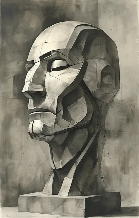 masterpiece,best quality,<lora:tbh133-sdxl:0.85>,portrait of Iron Man,drawing,style of Raymond Duchamp-Villon,sculpture,