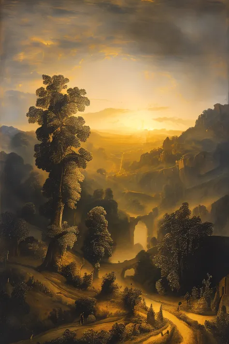 masterpiece,best quality,<lora:tbh135-:1>,landscape,illustration,style of Rembrandt