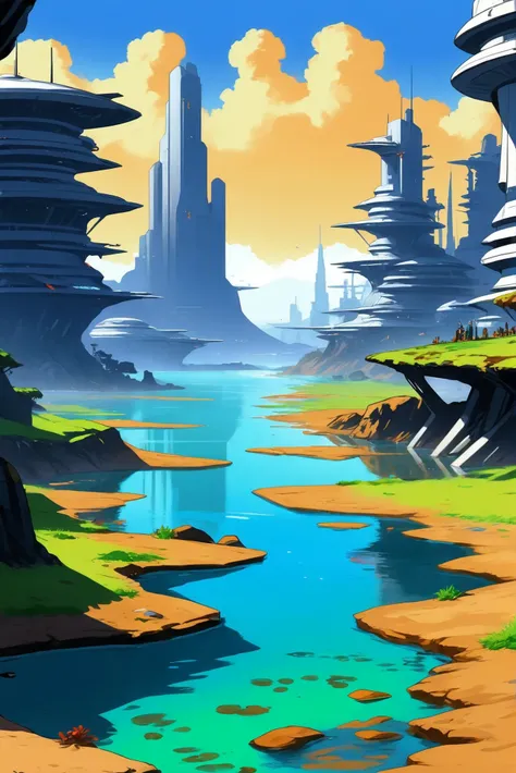 anime style digital painting, far future scifi, scifi city,Intertidal Zone<lora:EnvyStarlightAnime07:1> <lora:EnvyHiresFixXL01:0:hr=1>