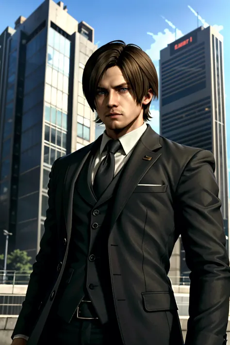 ((ultra detailed, masterpiece, absurdres))
 <lora:RE6Leon:0.8>
RE6Leon, 1boy, brown hair, looking at viewer, posing in a tailored suit against a backdrop of skyscrapers