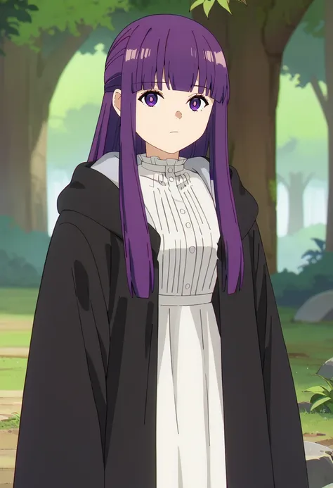 score_9, score_8_up, score_7_up,
<lora:SousouNoFrieren_FernXL:0.9>, FernSSnF,
1girl, solo, closed mouth,
purple hair, long hair, purple eyes, bright pupils, blunt bangs,
FernCasual,  white dress, black robe, open clothes, hood, frilled collar, 
standing, l...