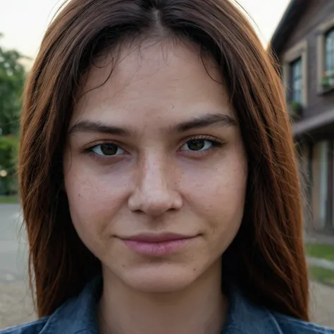 beautiful 18yo nordic woman , close up, shadows, perfect face,nighttime,dark photo,grainy,dimly lit,seductive smirk,harsh camera flash, grainy, highly detailed, (freckles:0.3), (skintexture), (background town), bokeh, (snub nose)