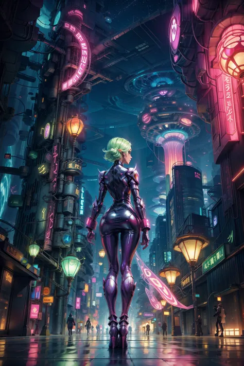 <lora:CerussiteWorld:1> (CerussiteWorld:0.9), 1woman sexy skinny in latex dress walking in a cyber city with ghosts