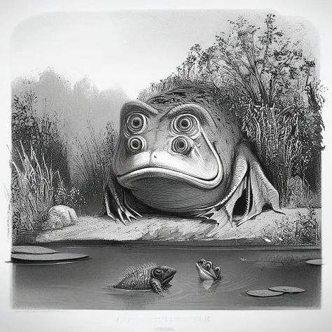 score_9, score_8_up, score_7_up, score_6_up, score_5_up, score_4_up, rating_safe,art by llbreton,monochrome,greyscale,  1creature,monster focus,no humans,fish,frog,spines,outdoors,pond,<lora:LLBretonPony:1>