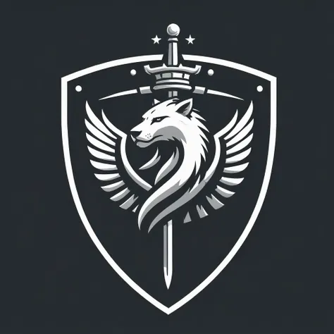 vector logo, guard shield, airborne, <lora:Logo_of_Special_Forces:1>, monochrome