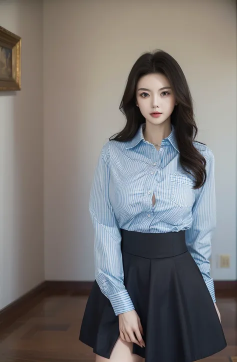 性感黑丝蓝色衬衫制服4+美女丨Sexy black silk blue shirt uniform 4+ beauty