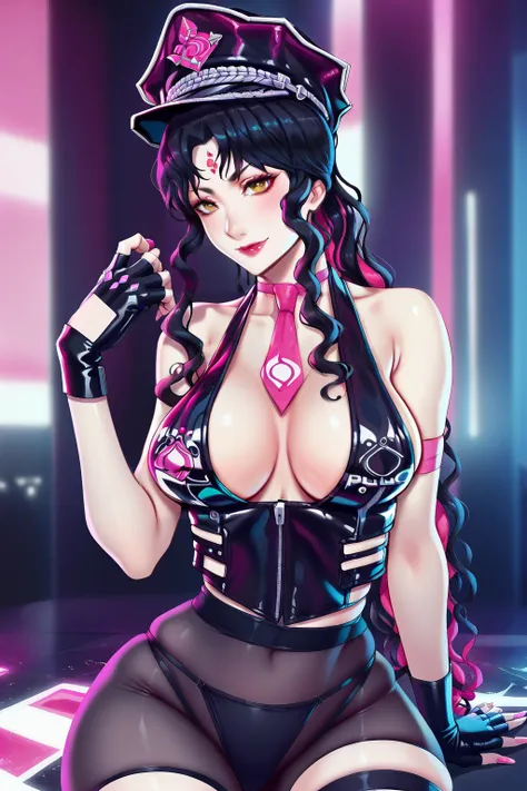 score_9, score_8_up, score_7_up, score_6_up, score_5_up, score_4_up, BREAK ,cowboy shot,smile,puffy lips,lipstick,sexy pose,rating_explicit,source_anime,digital painting,looking at viewer,1girl,solo,
 <lora:edgSexyCosplayPony:0.9>edgABT_woman,edgABT_face,e...