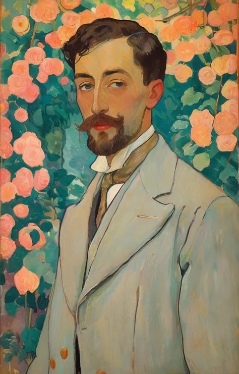 masterpiece,best quality,<lora:tbh139-sdxl:0.7>,portrait of man,illustration,style of Maurice Denis