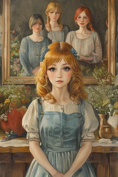 masterpiece,best quality,<lora:tbh142-:1>,portrait of idolmaster cinderella girls,illustration,style of Elsa Beskow,