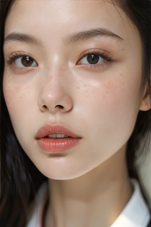 An oriental girl,close-up,Captured by a Hasselblad camera with high-definition,ultra-realistic skin details,