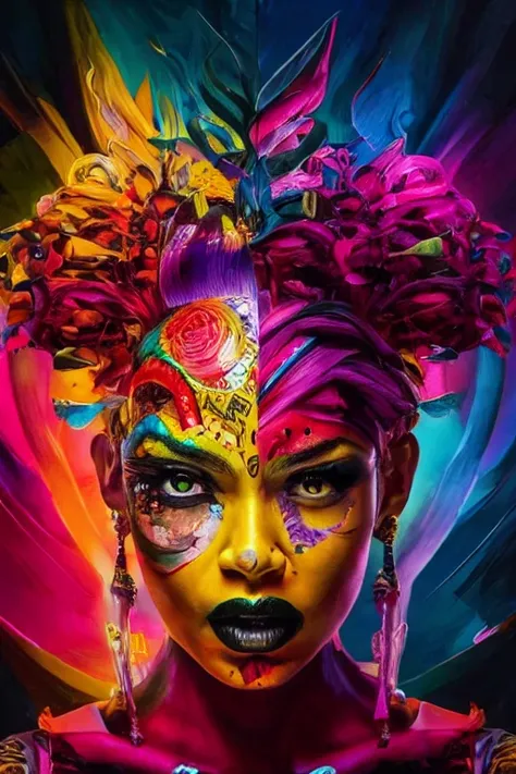 art, female face, vibrant, exciting, epic composition, highly detailed