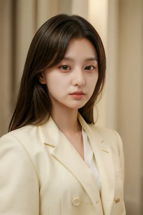 masterpiece,best quality,1girl,solo,realistic,photorealistic,ultra detailed,looking to the viewer,upper body,(closeup),indoor,luxury house,white outfit,yellow jacket,
hwiseo,<lora:KimJiwon-01:0.9>,kimjiwon,