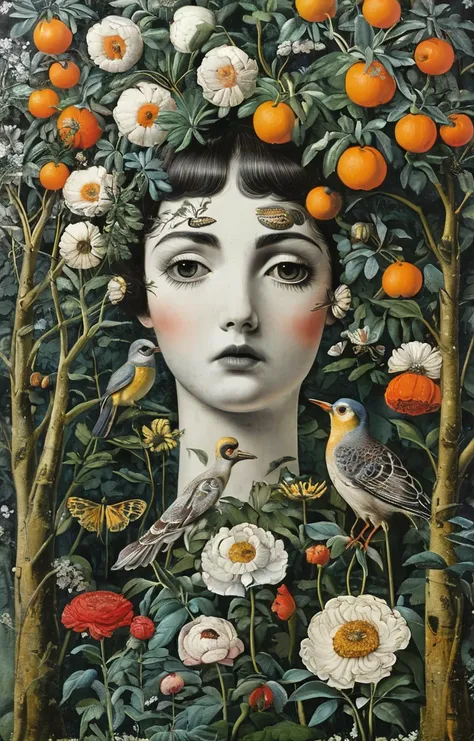 masterpiece,best quality,<lora:tbh150-sdxl:0.9>,style of Piero Fornasetti, garden