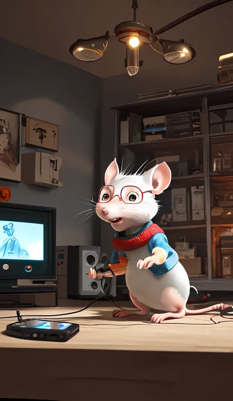 (stuart little:1.3),electronics, motors, wires, buttons, lcd, artstation trending, unreal engine 5