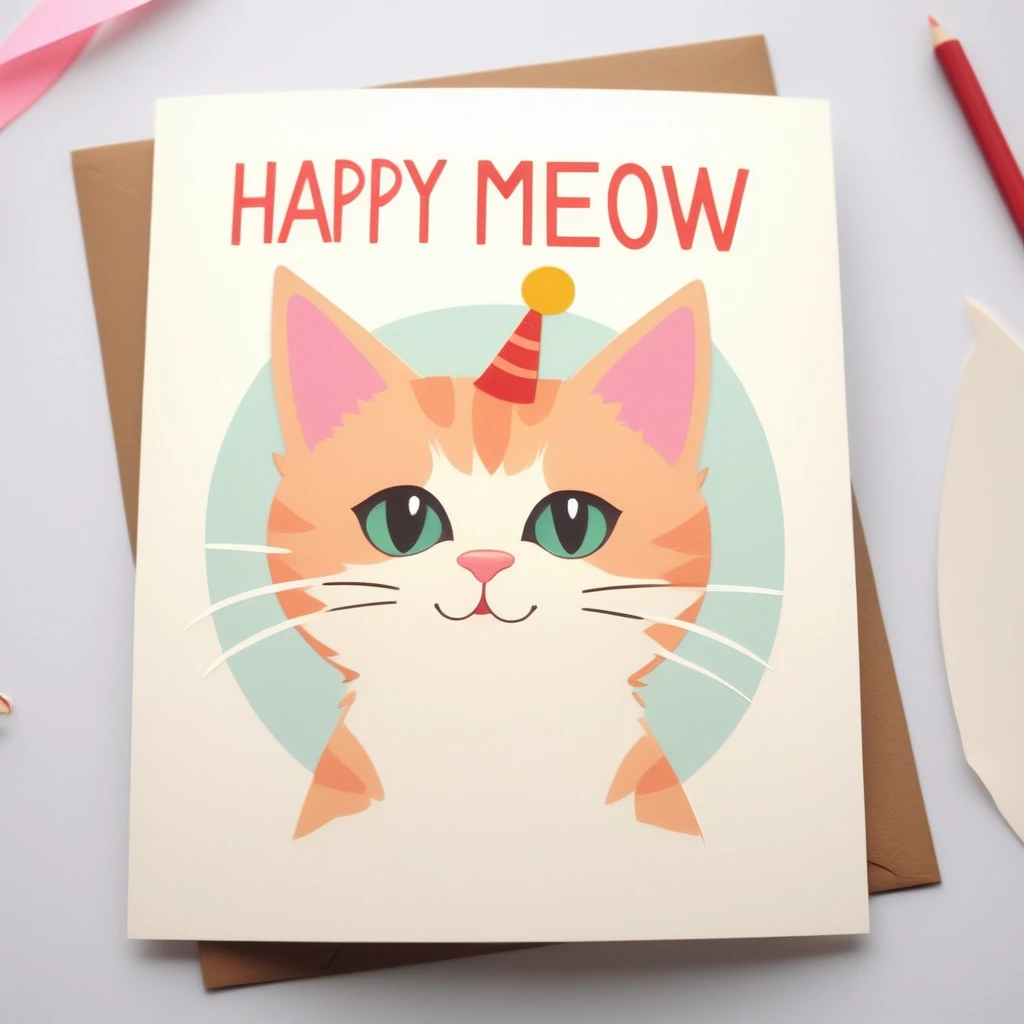 A birthday card for "Meow"