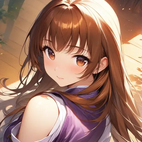 (masterpiece),(best quality),(ultra-detailed),(best illustration),(best shadow),(absurdres),(detailed background),(very aesthetic), 1girl, solo, kasumi(qg), brown eyes, brown hair, long hair, portrait, very close-up, <lora:XL-KasumiDOAQG:1>