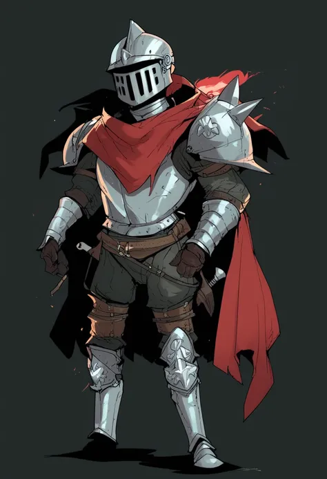 score_9, score_8_up, score_7_up,<lora:Jouste_v.0.5:1> jou5te, black outlines, dark green backgroud, armored medieval knight, helmet with closed visor, red cloak, black background,