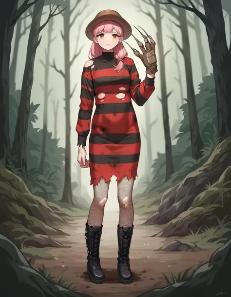 Mrs. Krueger (Nightmare on Elm Street) | Striped Dress and Claw Glove