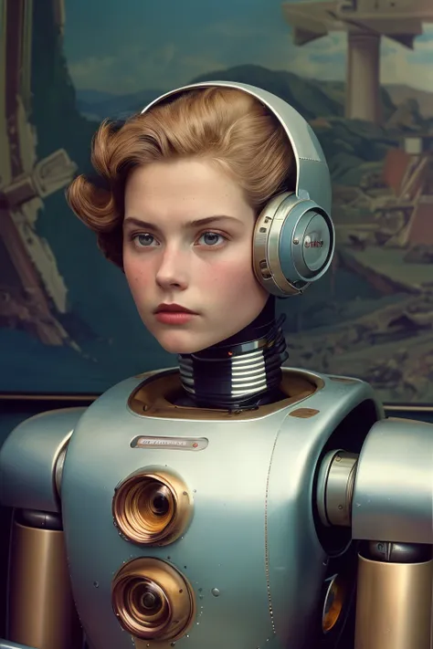 masterpiece,best quality,<lora:tbh157-:0.7>,illustration,style of Larry Sultan, portrait of robot