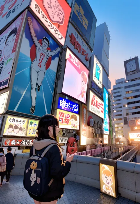 グリコのネオンサイン Glico's neon sign in Dotonbori, Osaka. SDXL