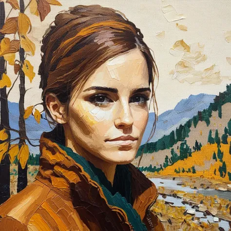 (abstract) sketch of a woman in the fall season, oil on canvas, emxwtsn,   <lora:emwatson_juggerx_xl_2_standard_wocap-emxwtsn-00...