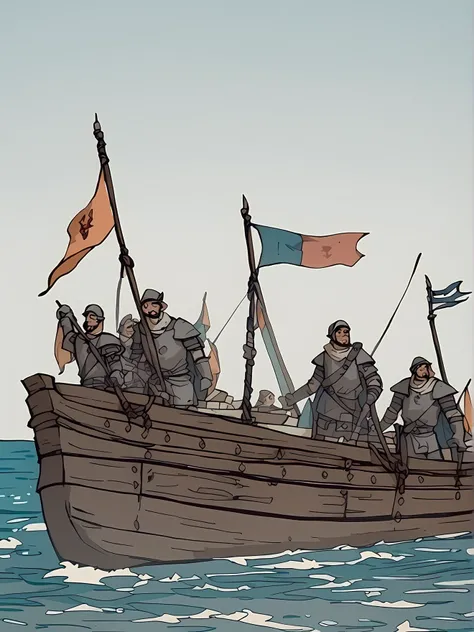 score_9, score_8_up, score_7_up, score_6_up, armor, boat, multiple man, flag, <lora:Oglaf_v0.2:1>