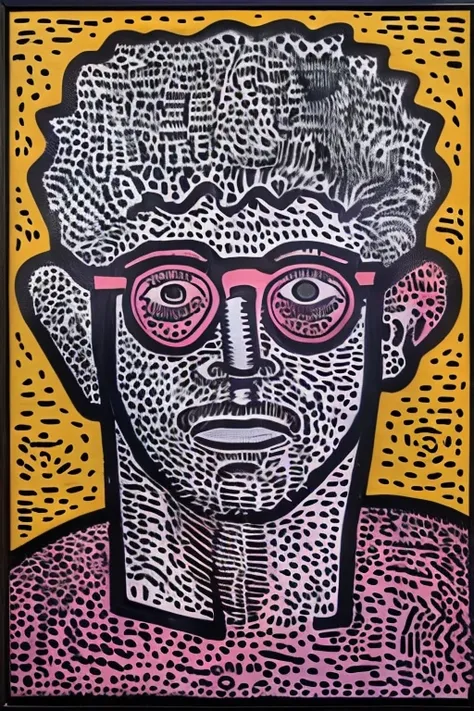 masterpiece,best quality,<lora:tbh164-:1>,illustration,style of Keith Haring, portrait of noble man