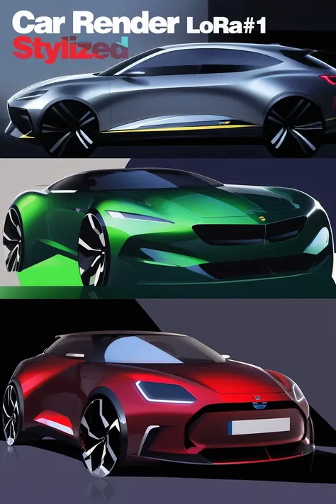 Car 2D Rendering (highly stylized) for Automotive design