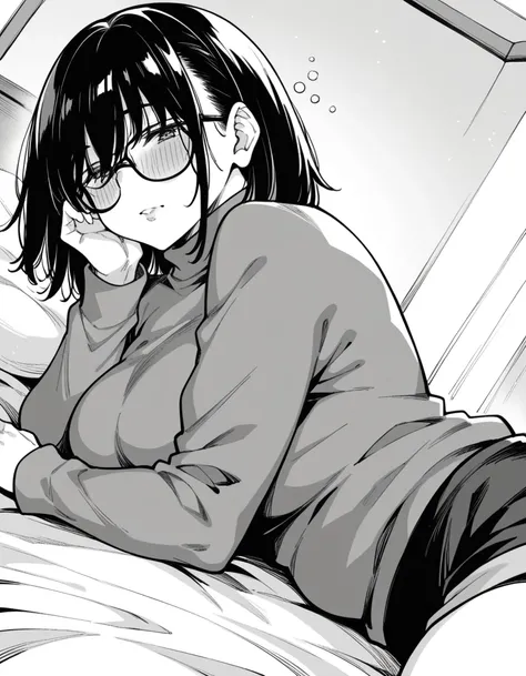 score_9, score_8_up, score_7_up, source_anime,
kasumimiyoshi, <lora:kasumi-miyoshi-manga-ponyxl-lora-nochekaiser:1>,
kasumi miyoshi, bangs, hair between eyes, medium hair, mole, black-framed eyewear, plump, monochrome, greyscale, large breasts,
turtleneck,...