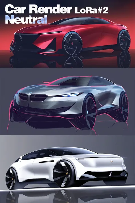 Car 2D Rendering (neutral) for Automotive design