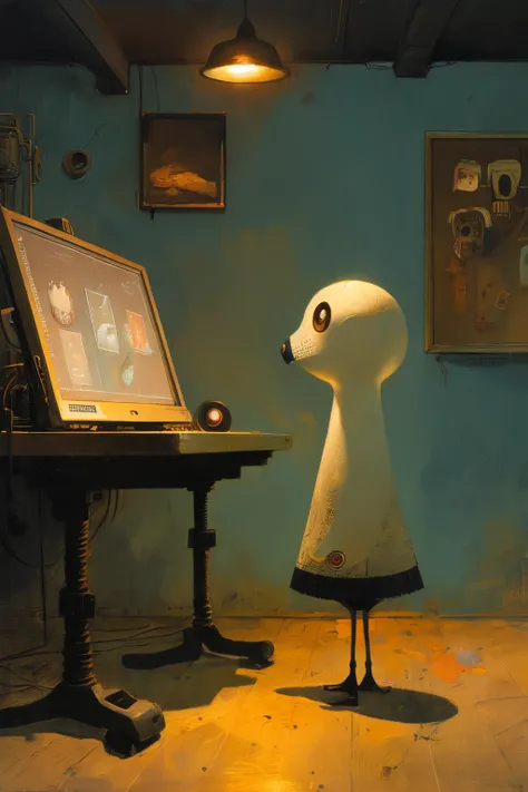 masterpiece,best quality,<lora:tbh161-:0.7>,illustration,style of  Shaun Tan, tech genius teenage girl