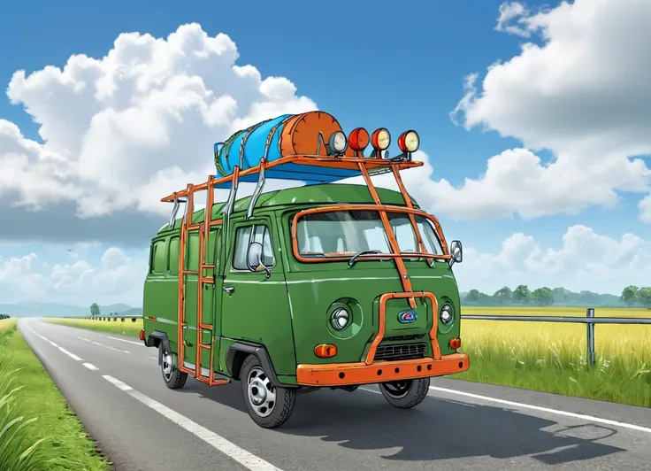 obc21 Van <lora:21_vehicle_obc21:1.0> on a road, 
outside, funny,
nature at background, professional, realistic, high quality,
Humid and partly cloudy, <lora:general_vehicle:-0.05>