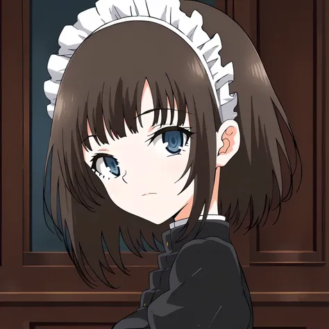 <lora:RurikawaTsubakiXLpony001>,
looking at viewer,
solo,
RurikawaTsubaki,1girl,brown hair,short hair,blue eyes,
maid,black jacket,
upper body,