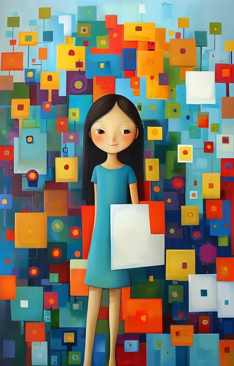 masterpiece,best quality,<lora:tbh165-sdxl:0.9>,illustration,style of Iwona Lifsches, tech genius teenage girl